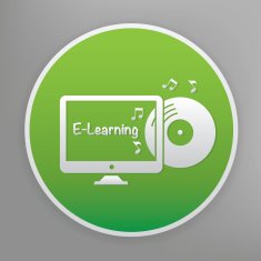 E-learning icon design on green button vector N2