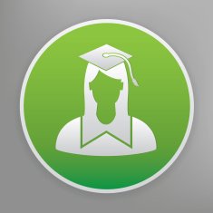 Student icon design on green button vector N3