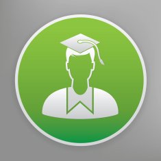 Student icon design on green button vector N4