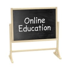 Online education concept Blackboard chalkboard isolated on white