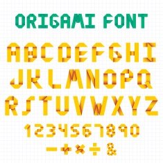 Origami alphabet font vector eps 10
