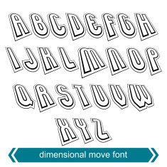 Dimensional move font vector line retro style geometric font