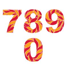 Autumn style vector digits numbers set eco floral ornament