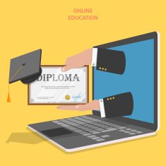 Online education flat vector concept