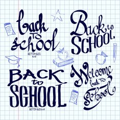Back to school lettering and calligraphic on a sheet of