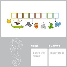 Find hidden word seahorse in the rebus N2