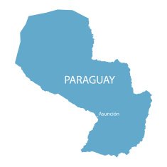 blue map of Paraguay