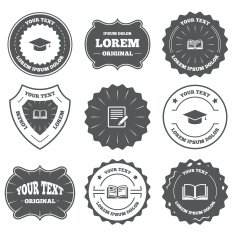 Pencil and open book signs Graduation cap icon N16