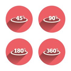 Angle degrees icons Geometry math signs N10