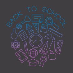 Vector linear template school concept in trendy outline style