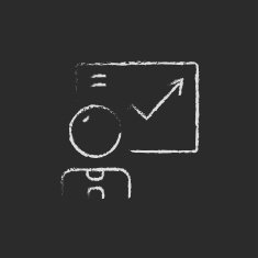 Businessman with infographic icon drawn in chalk N3