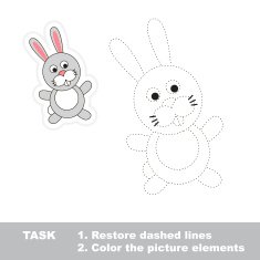 One cartoon rabbit Restore dashed line and color picture N2