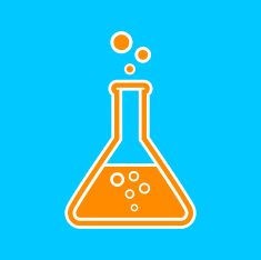 Orange laboratory glass icon N3