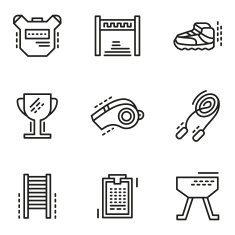Physical education simple line vector icons