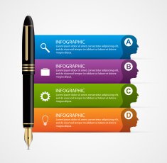 Business infographic design template Colored ink pens