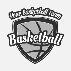 Black and white Basketball Label with Ball N2