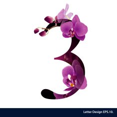 Alphabet numbers with flower Vector illustration
