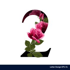 Alphabet number two with flower Vector illustration