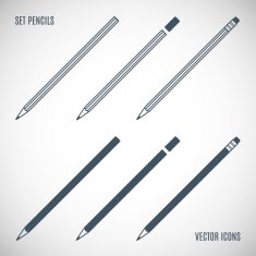 set icons gray pencils in the style flat design