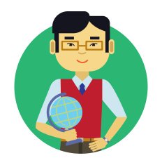 Male teacher with globe