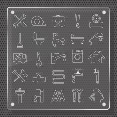 Plumbing Icons Flat Design