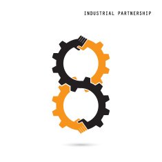 Creative handshake sign and industrial idea concept