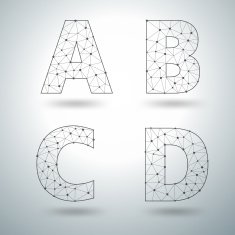 Mesh stylish alphabet letters A B C D