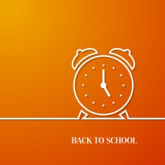 Back to school card with paper alarm clock