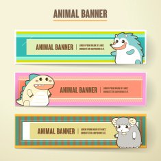adorable cartoon animal banner collection set N8