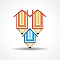 home with pencil education concept stock vector N2