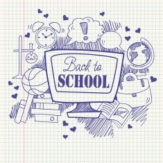 School cartoon icons design