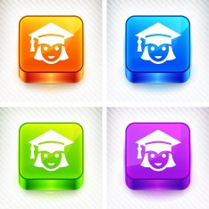 College Graduate on Color Square Buttons