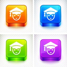 College Graduate on Color Square Buttons N2