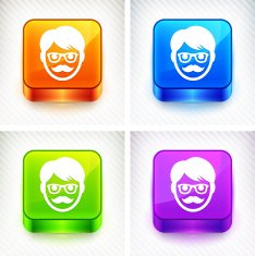 Male Teacher on Color Square Buttons