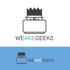 Vector geek logotype Modern outline computer nerd logo