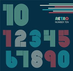 Retro stripes funky numbers set N10