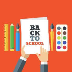 Back to school flat illustration Art supplies for design painting