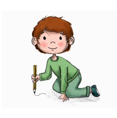 Child painting or writing with white background N2
