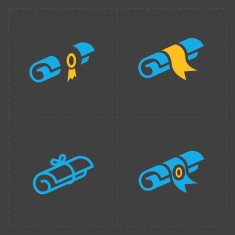 Scrolls icons with ribbon on Dark Background
