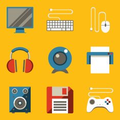 Flat icon set Computer