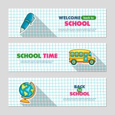 School flat vector banners