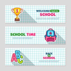 School flat vector banners N3