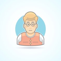 Teacher nerd bookworm icon Avatar and person illustration Flat colored