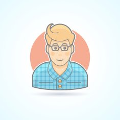 Hipster designer student icon Avatar and person illustration Flat colored