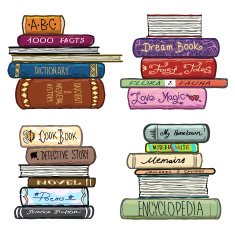 Vintage hand drawn books library vector set Literature covers