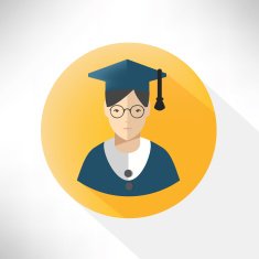 Student on button background vector