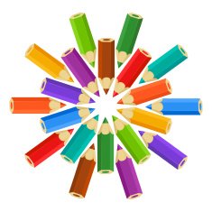 Color circle with colored pencils Flat colors