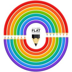 Colored Pencils shaped as a rainbow Flat colors N2