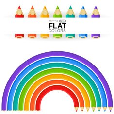 Colored Pencils shaped as a rainbow Flat colors N3