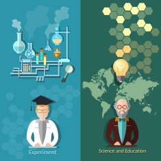Education lecturers science research chemistry physics professor vector banners